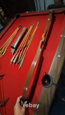 1970s Bear Grizzley Recurve Bow With 15 Traditional Arrows And 2 Quivers