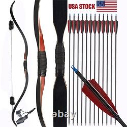 20-50LBS Handmade Wooden Longbow 55'' Traditional Recurve Bow Hunting Archery