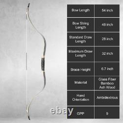20-50lbs Traditional Recurve Bow 54 Tatar Horse Hunting Archery for Youth Adult