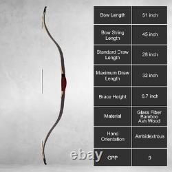 20-55lbs Traditional Archery 50 Turkish Recurve Bow Horse Hunting Bow for Adult