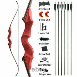 20-60lbs Archery Takedown Recurve Bow Carbon Arrows Hunting Red BLACK HUNTER