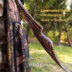 20-70lb Handmade Archery Wooden Longbow Traditional Bow Hunting Laminated Limbs