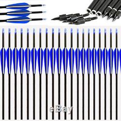 24PCS Carbon Arrows f Compound & Recurve Bow Hunting and Archery Shooting Target