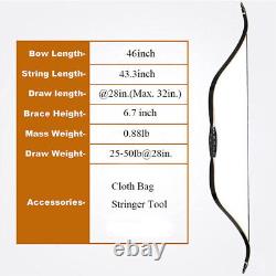 25-50lbs Archery 46 Traditional Recurve Bow Horsebow for Horse Back Hunting