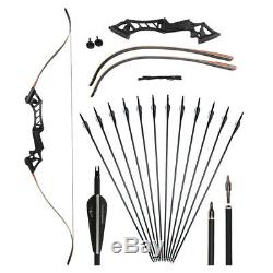 30-50lbs 60'' Takedown Recurve Bow Kit Set Archery Black with 12pcs Carbon Arrow