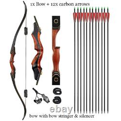 30-50lbs Archery Takedown Recurve Bow Wooden Riser for Right Hand Target Hunting