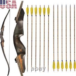 30-55lbs Archery 60 Recurve Bow Takedown Wooden Riser Limbs BowHunting Shooting