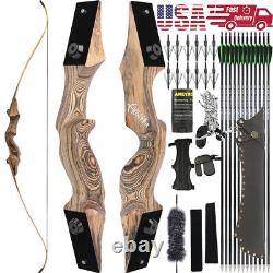 30'' Archery Recurve Bow Set 20-60lbs Takedown Bamboo Core Limbs Shooting Target