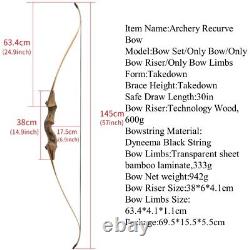 30'' Archery Recurve Bow Set 20-60lbs Takedown Bamboo Core Limbs Shooting Target