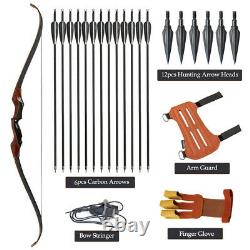 35-50lbs Archery 58 Hunting Bow and Arrow Set Laminated Limbs Adult Recurve Bow