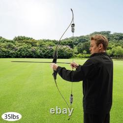 35 Lbs Recurve Bow Kit Right Hand Takedown Wooden Hunting Bow With 12 Arrows