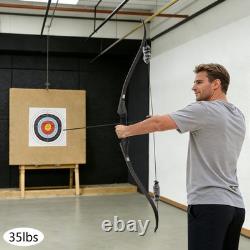 35 Lbs Recurve Bow Kit Right Hand Takedown Wooden Hunting Bow With 12 Arrows