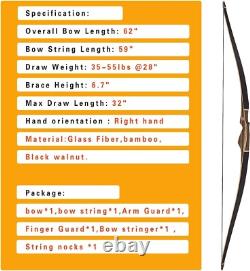 35lb Handmade Wooden Longbow Traditional Archery Recurve Bow Hunting Archery Set