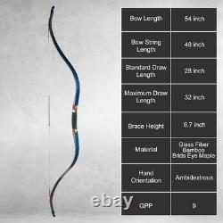 35lbs Recurve Bow 54 Tatar Traditional Bow Blue Brid Eyes Hunting Bow for Adult