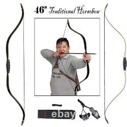 46 Archery Traditional Recurve Bow Horsebow Hunting Target Practice 25-50lbs