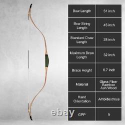 50 Traditional Recurve Bow 40lbs Turkish Horse Hunting Archery for Adult