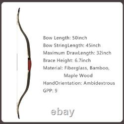 50 Turkish Recurve Bow Traditional Archery 25-50lbs Wooden Horse Hunting Bow