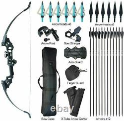 50lb Archery 51 Takedown Recurve Bow Set 12x Arrows Broadheads Adult Right Hand