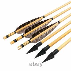 50lbs Traditional Archery Hunting Recurve Bow Mongolian Horsebow & Wooden Arrows