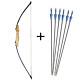 51'' 40 Lbs Recurve Bow Straight Takedown Bow Long Bow With Fiberglass Arrows