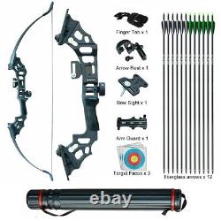 51 Archery Recurve Bow Arrows Set Takedown Right Hand Longbow Hunting 30-50lbs
