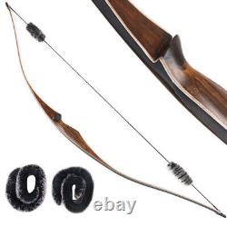 54 Archery Traditional Recurve Bow Wood Longbow Hunting Target Feather Arrows