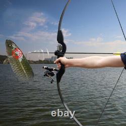 54 Black Fishing Recurve Bow Takedown Longbow Archery Fishing Reel Hunting 30lb