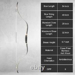54 Tatar Recurve Bow Traditional Archery Laminated Horseback Bow for Hunting