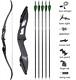 56 Recurve Bow Set 30-50lbs Archery Takedown Carbon Arrows Hunting Target Bow