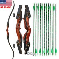 60 Archer Takedown Recurve Bow 30-50lbs&Arrows for Hunting Target Shooting Set