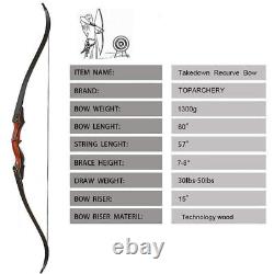 60 Archer Takedown Recurve Bow 30-50lbs&Arrows for Hunting Target Shooting Set