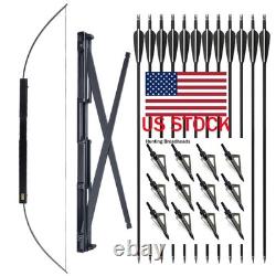 60 Archery Foldable Bow Right Hand Folding Survival Bow Hunting Target Arrows
