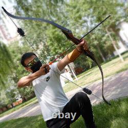 60 Archery Hunting Wooden Riser Recurve Bow and Arrow Shooting for Adult Hunter
