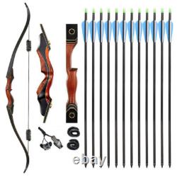 60 Archery Laminated Takedown Recurve Bow 30-50lbs Hunting Target Shooting Set