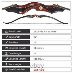 60 Archery Recurve Bow 25-50LB Laminated Limbs Left Hand Outdoor Hunting Target