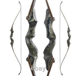 60 Archery Recurve Bow Arrow Set Wood Takedown 20-60lbs American Hunting Target