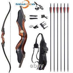 60 Archery Recurve Bow Takedown Bow 25-50lb Arrows Quiver SET RH Hunting Target