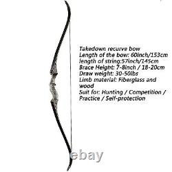 60'' Archery Recurve Bow Takedown Bow Hunting Bow and Arrow Set Adult Target