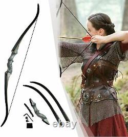 60 Archery Recurve Bow Wooden Riser Takedown 50lbs Hunting Shooting Target