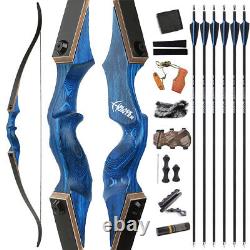 60 Archery Takedown Recurve Bow 20-60lbs Wooden Hunting Target Black Hunter