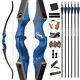 60 Archery Takedown Recurve Bow 20-60lbs Wooden Hunting Target Black Hunter