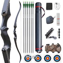 60 Archery Takedown Recurve Bow Set 50lbs Bow Hunting Adult Shooting Target