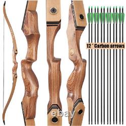 60 Archery Takedown Recurve Bow Wooden Bow Riser Carbon Arrows Arrows Quiver