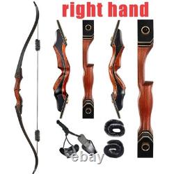 60 Archery Wooden Riser Hunting Bow 30-50lbs Takedown Recurve Bow RH Arrows