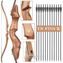 60 Archery Wooden Riser Takedown Recurve Bow RH Adult Hunting US STOCK 30-50LBS