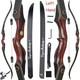 60 Hunting Takedown Recurve Bow Wooden Riser Left Hand 12x Carbon Arrows 25-50#