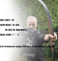 60 One-Piece Wooden Hunting Bow Kit Right-Handed and Ready to Hunt