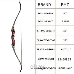 60 Portable Takedown Recurve Bow Kit Adult Archery Hunting Set 45lbs