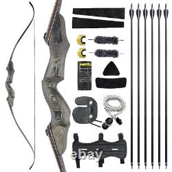 60 Recurve Bow Set 25-60lbs Takedown Carbon Arrows Archery Hunting Shoot Target