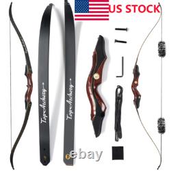 60 Takedown Recurve Bow 25-50lbs Left Hand 15 Wooden Riser Outdoor Hunting Bow